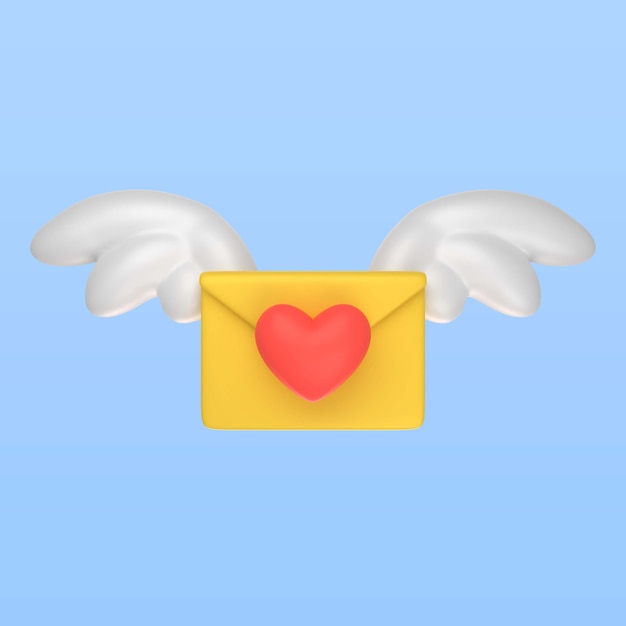 PSD grátis renderização 3d do ícone de correio do dia dos namorados