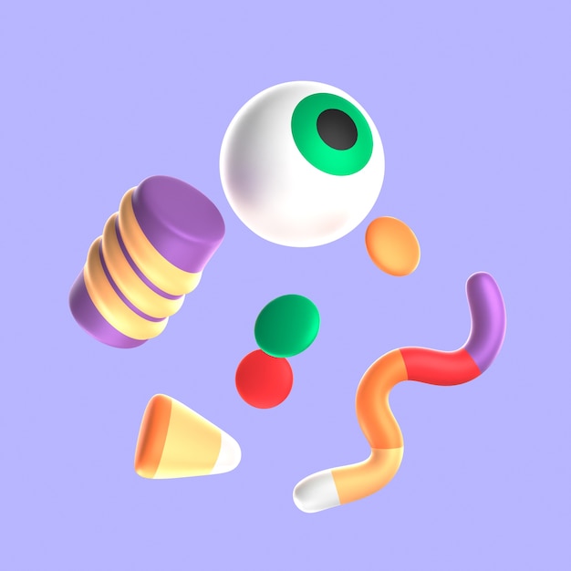 renderização 3D do ícone de doces de halloween