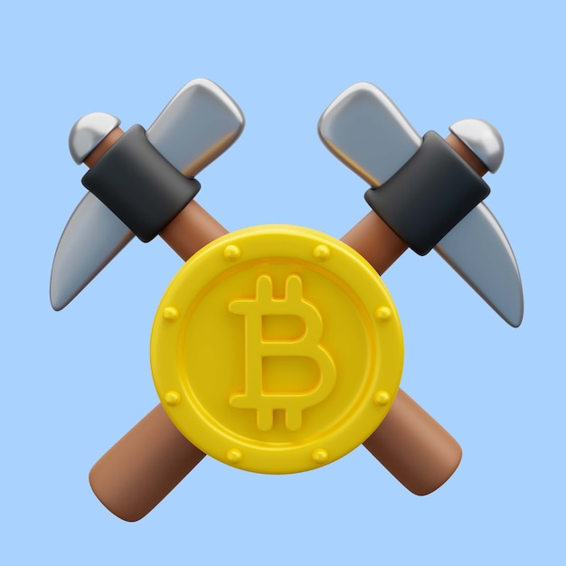 Renderização 3D do ícone de mineração de bitcoin