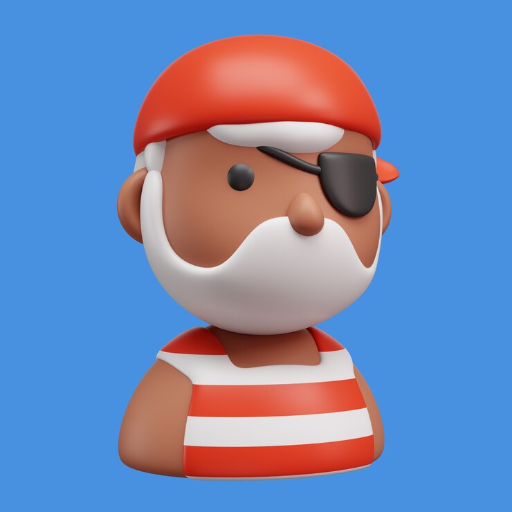 PSD grátis renderização 3d do ícone de piratas