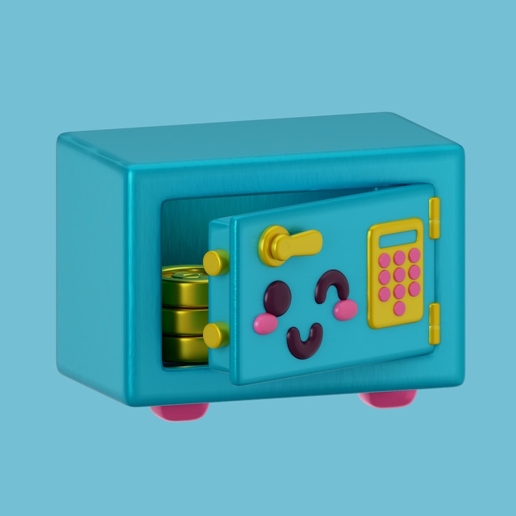 PSD grátis renderização 3d do ícone de poupança kawaii
