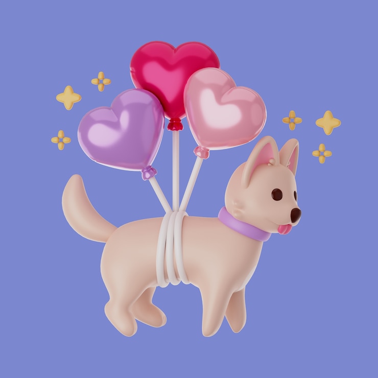 PSD grátis renderização 3d do ícone do amor e dos animais de estimação