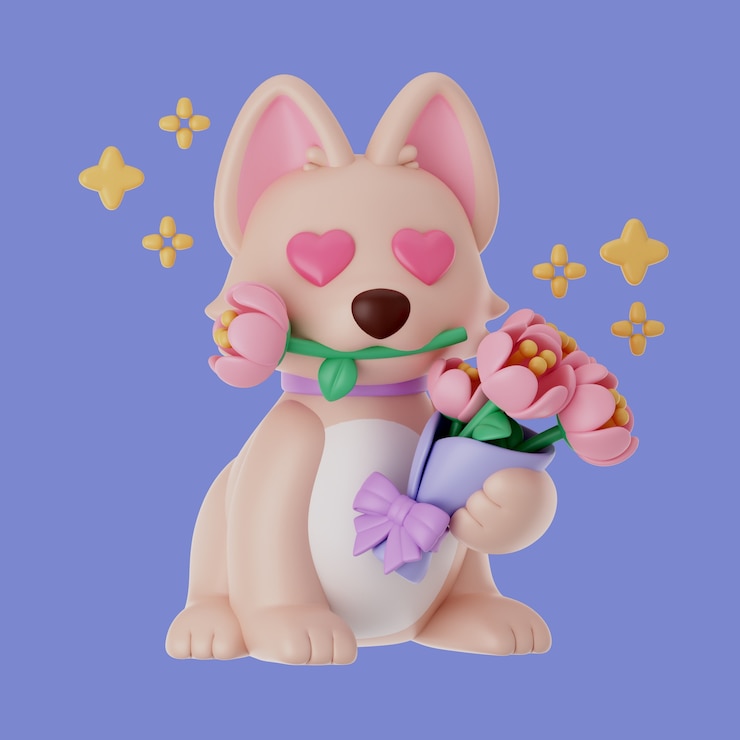 PSD grátis renderização 3d do ícone do amor e dos animais de estimação