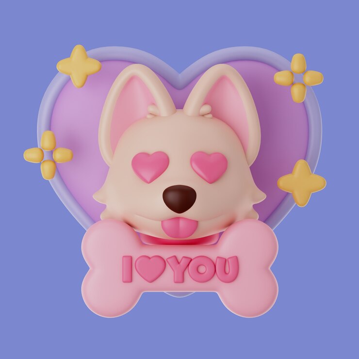 PSD grátis renderização 3d do ícone do amor e dos animais de estimação