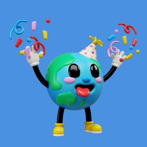 PSD grátis renderização 3d do ícone emoji da terra.