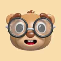 PSD grátis renderização 3d do ícone emoji de urso