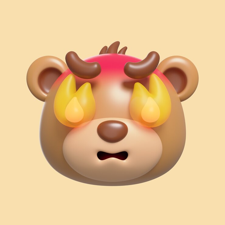 PSD grátis renderização 3d do ícone emoji de urso