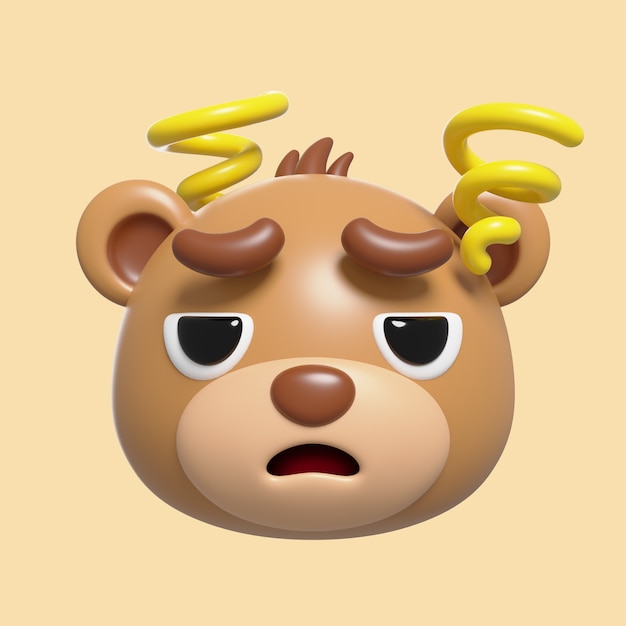 PSD grátis renderização 3d do ícone emoji de urso