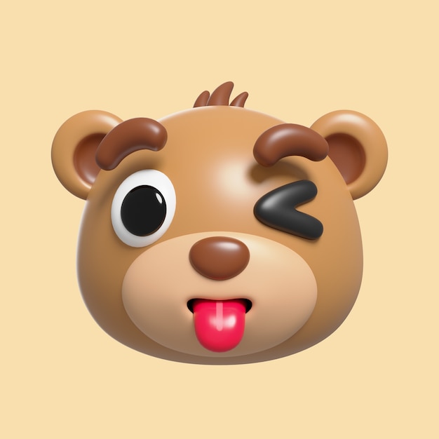 Renderização 3d do ícone emoji de urso