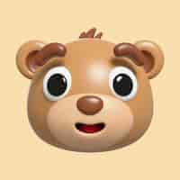 PSD grátis renderização 3d do ícone emoji de urso