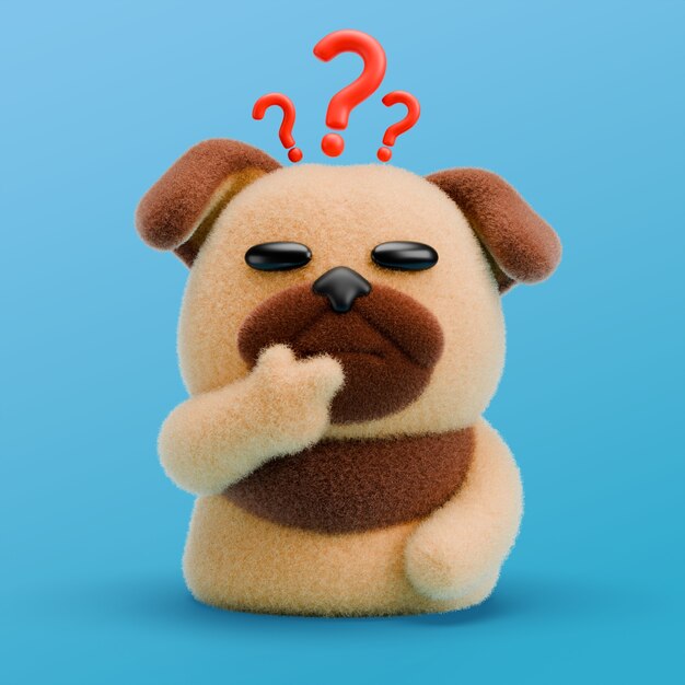 Renderização 3D do ícone emoji do cão