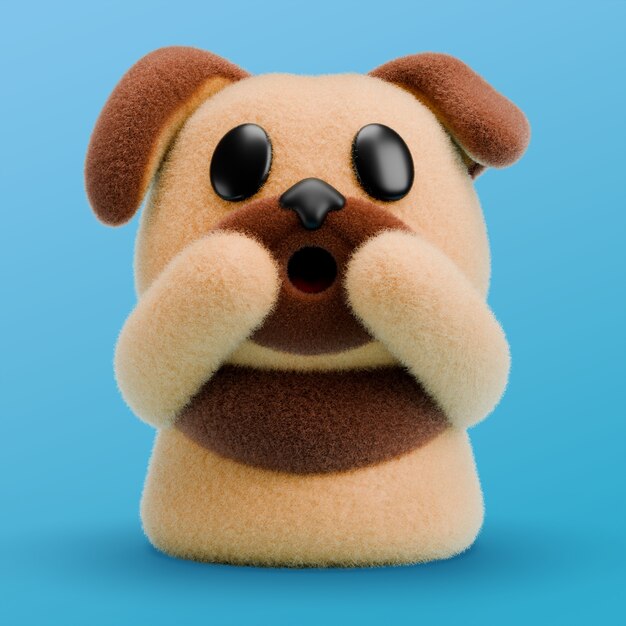 Renderização 3D do ícone emoji do cão