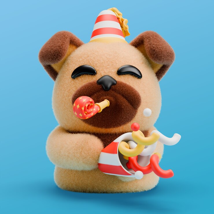 PSD grátis renderização 3d do ícone emoji do cão