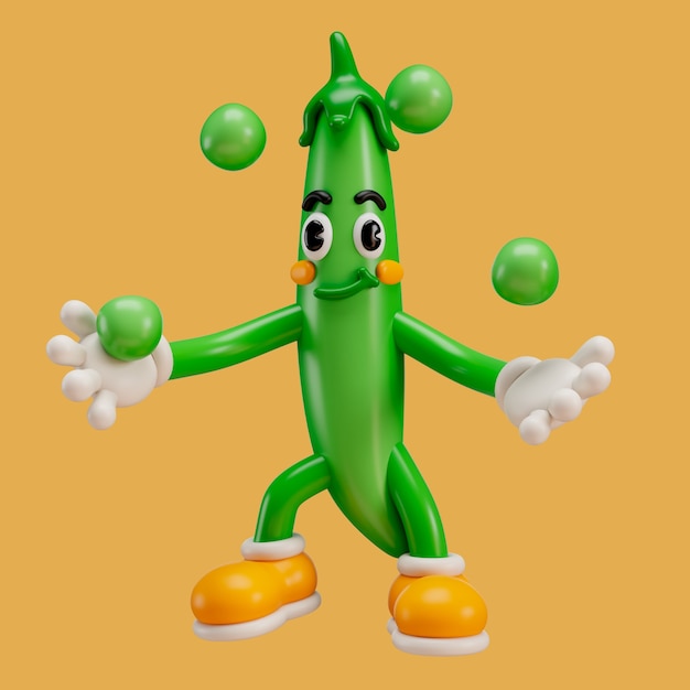 Renderização 3D do personagem amigo da comida