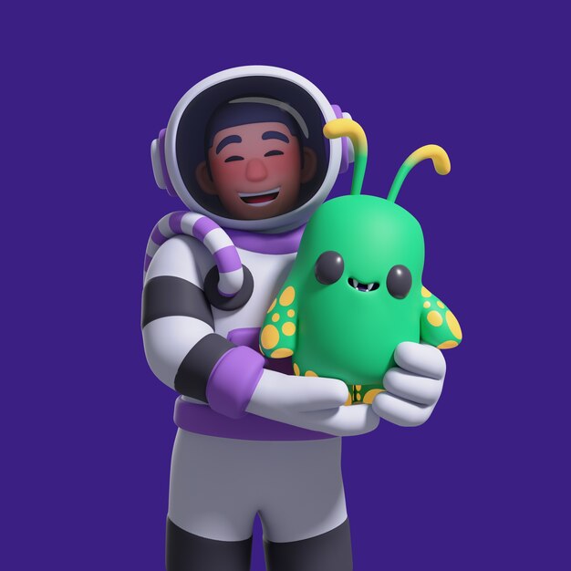 Renderização 3D do personagem do astronauta.