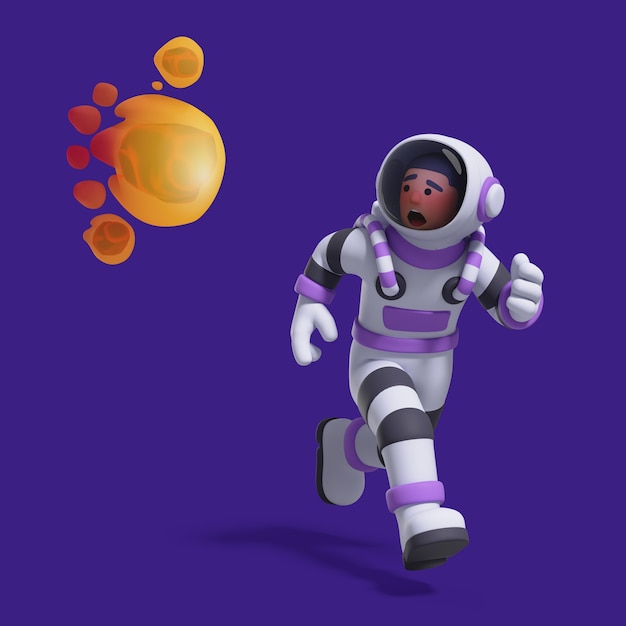 Renderização 3d do personagem do astronauta.