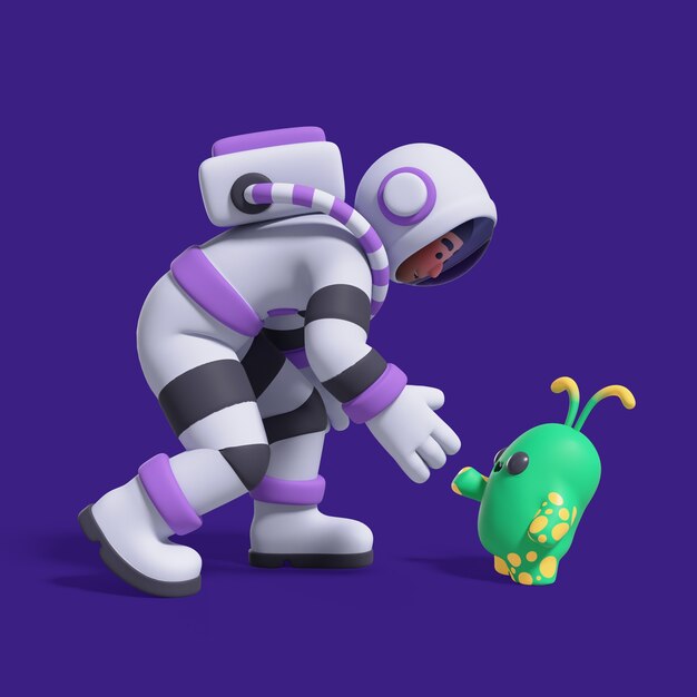 Renderização 3D do personagem do astronauta.