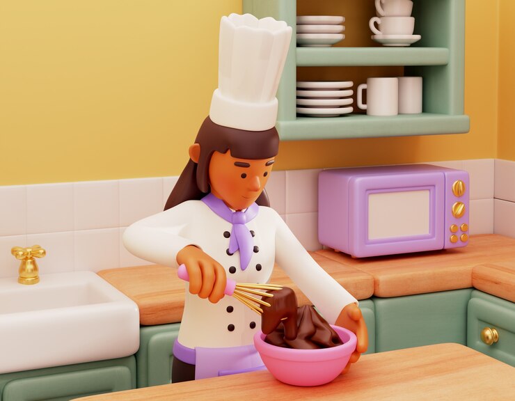 PSD grátis renderização 3d do personagem do confeiteiro