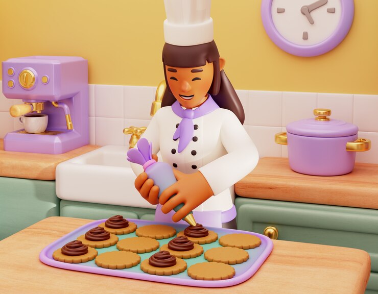 PSD grátis renderização 3d do personagem do confeiteiro