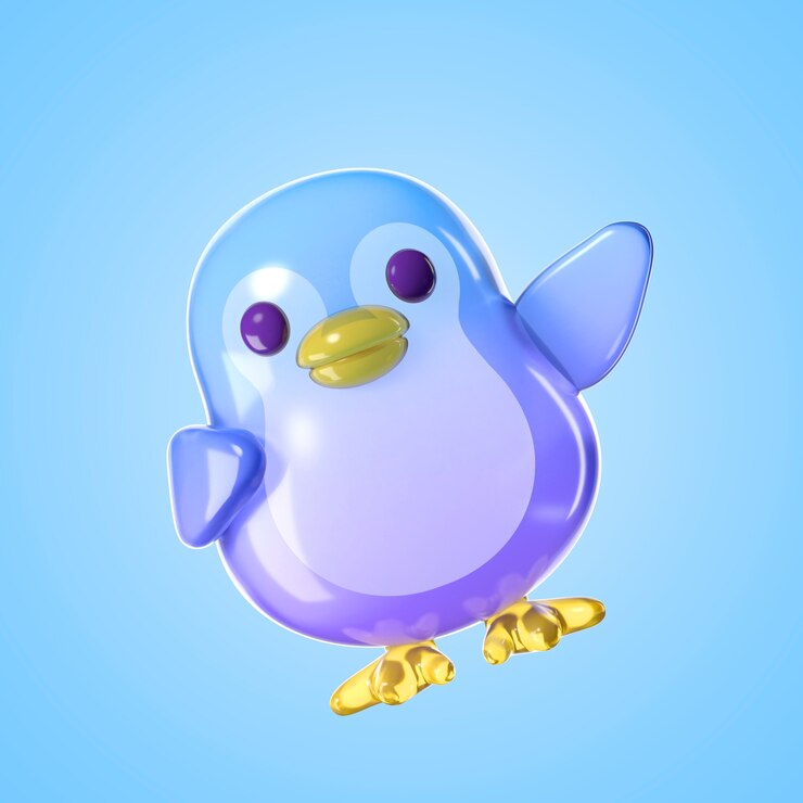 PSD grátis renderização 3d do pinguim de cristal