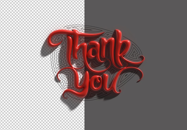 Renderização 3D Letras de agradecimento Arquivo PSD transparente tipográfico