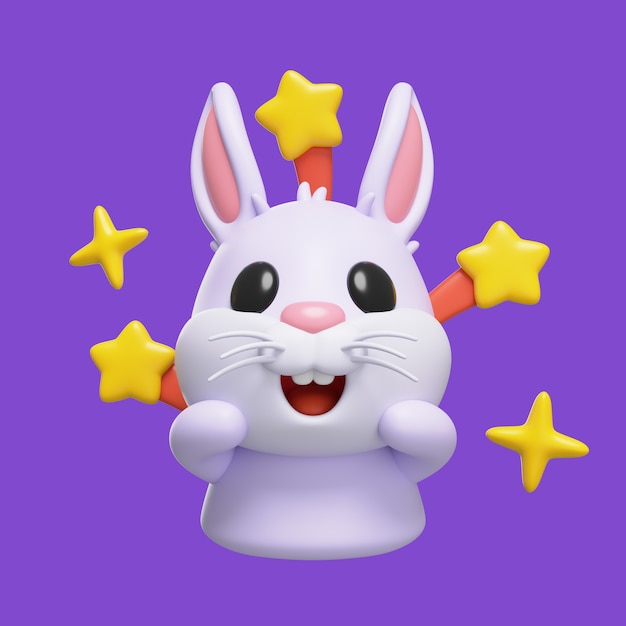 PSD grátis renderização de ícones de emoji de coelho