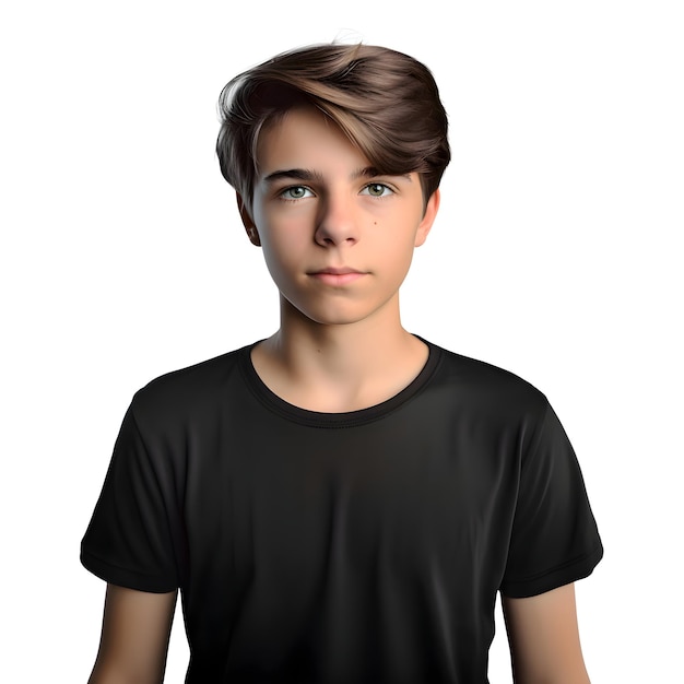 PSD grátis renderização digital 3d de um adolescente com uma expressão séria isolada em fundo branco