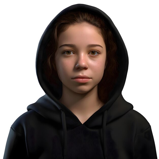 PSD grátis renderização digital 3d de um adolescente em um capuz isolado em fundo branco