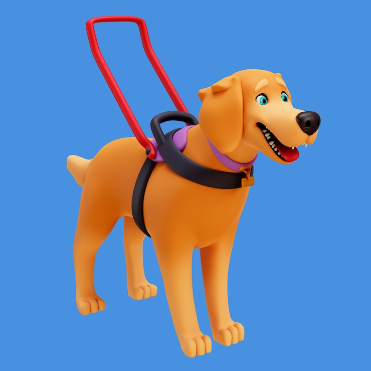 PSD grátis renderização do ícone do cão de apoio para deficientes visuais