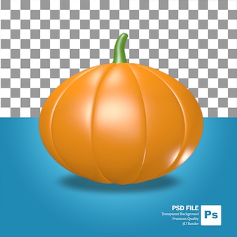 Renderização em 3d de um objeto de frutas e vegetais laranja de abóbora de halloween