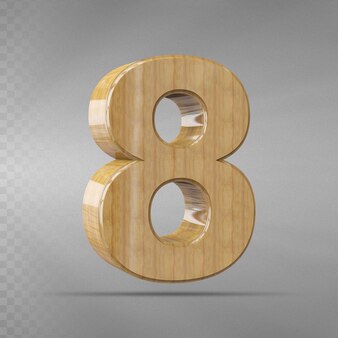 Renderização em 3d número 8 com luxo de madeira de estilo