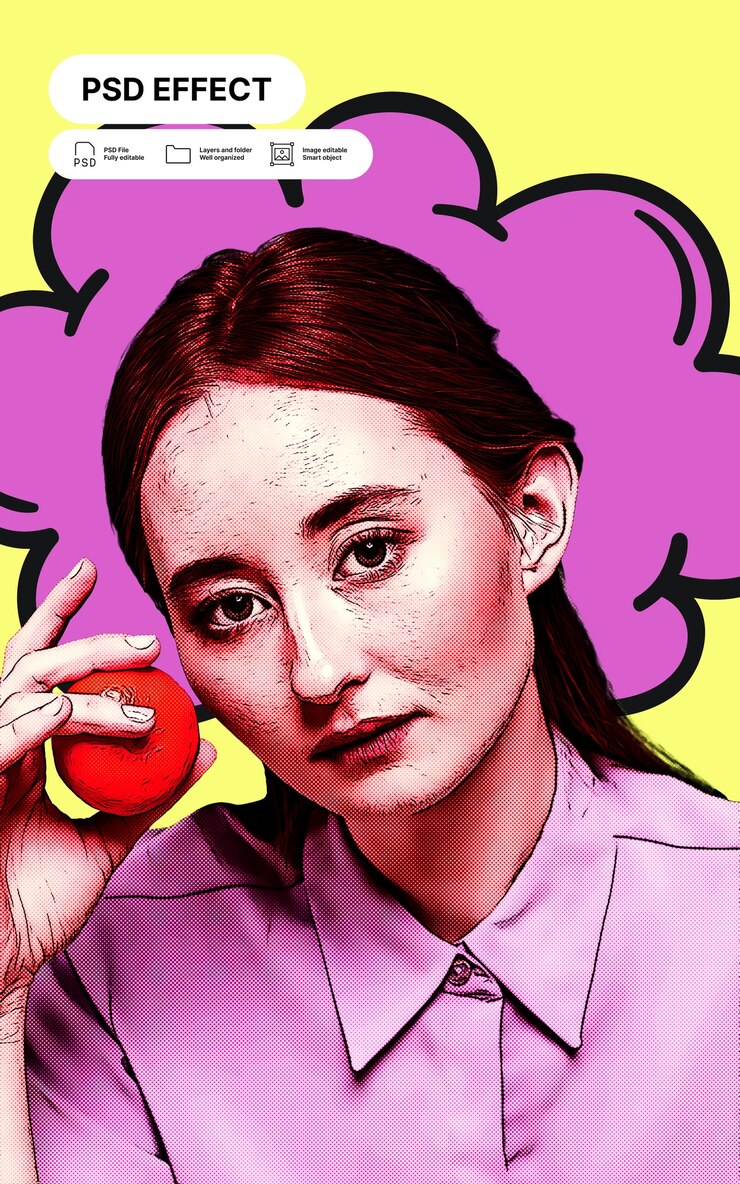 PSD grátis retrato de arte pop