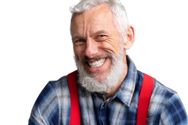 PSD grátis retrato, de, homem sênior, sorrindo