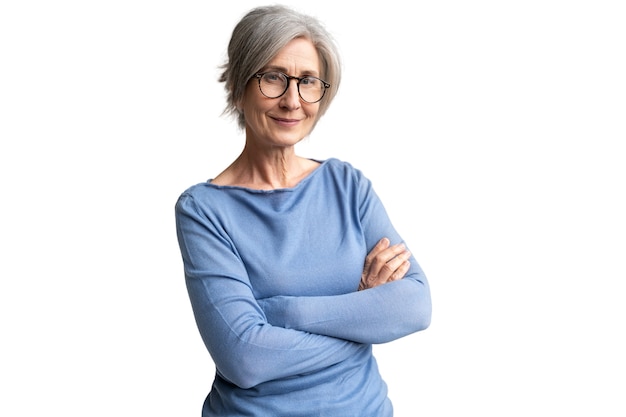 PSD grátis retrato, de, mulher sênior, sorrindo