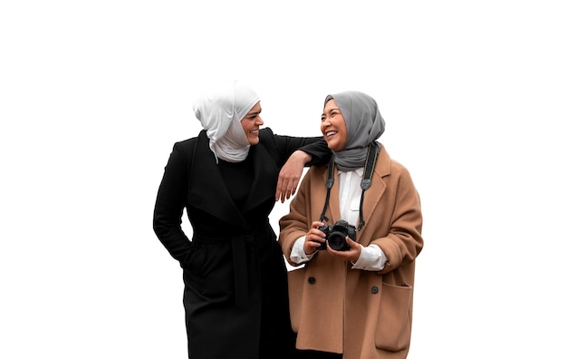 Retrato de mulheres vestindo hijab islâmico