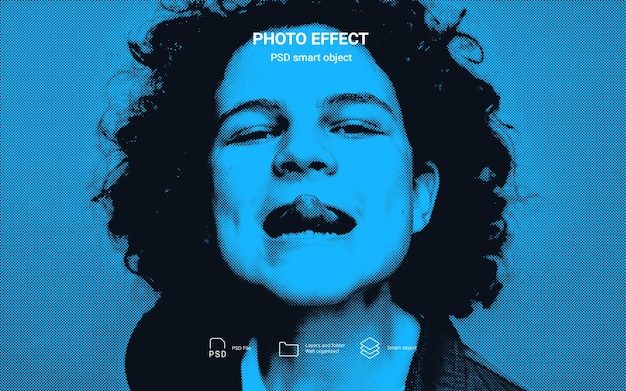 Retrato de pessoa com efeito de cor azul