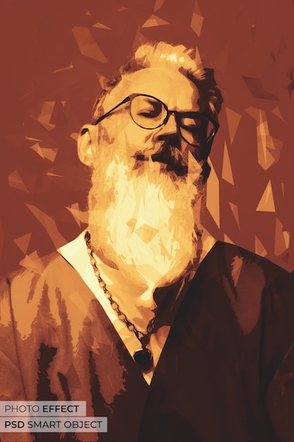 Retrato de pessoa com efeito de cores geométricas