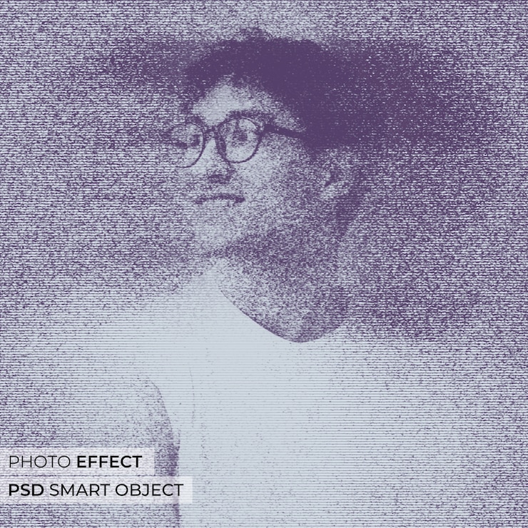 PSD grátis retrato de pessoa com linhas de varredura manchadas