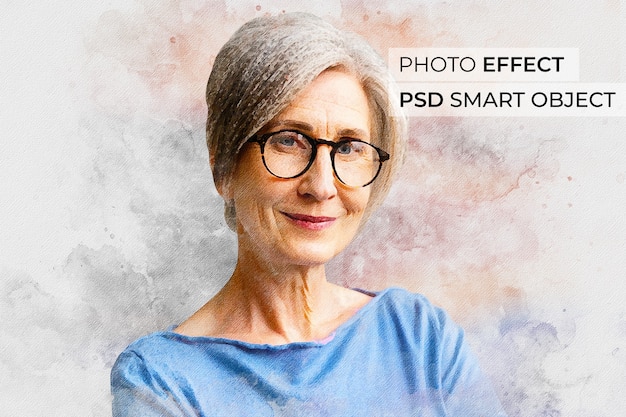Retrato de pessoa com maquete de efeito aquarela