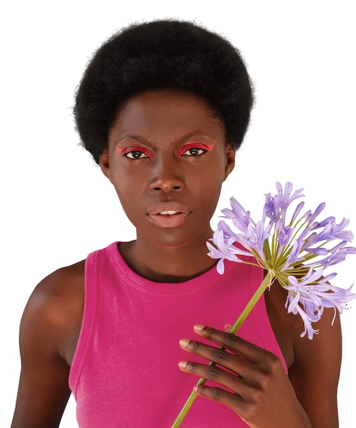 Retrato em close de mulher negra isolada