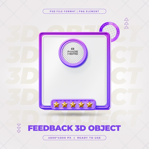 PSD grátis revisão de feedback do cliente ilustração de renderização 3d de mídia social isolada