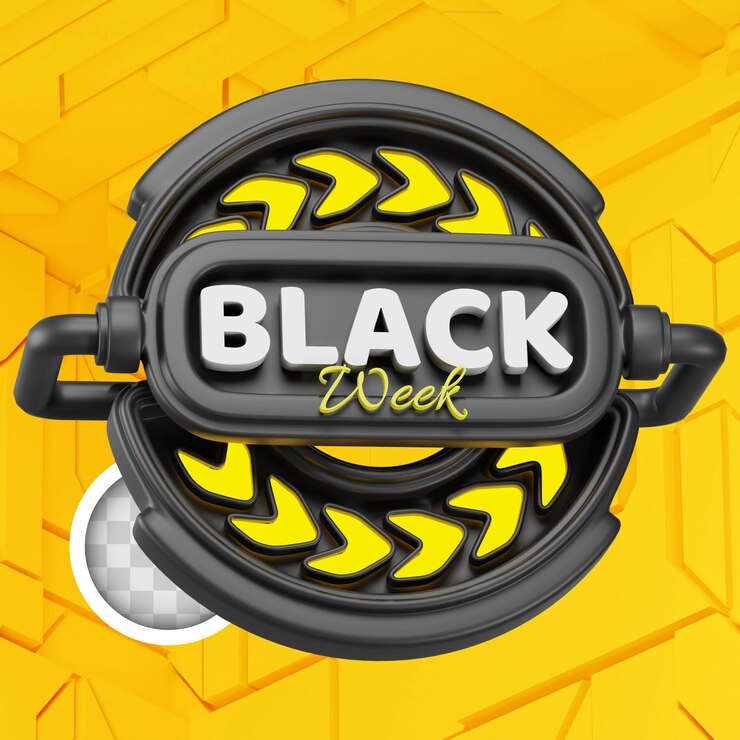 PSD grátis rótulo da semana black friday com setas ao redor