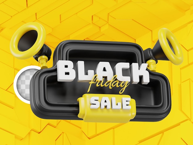 PSD grátis rótulo de black friday com megafone