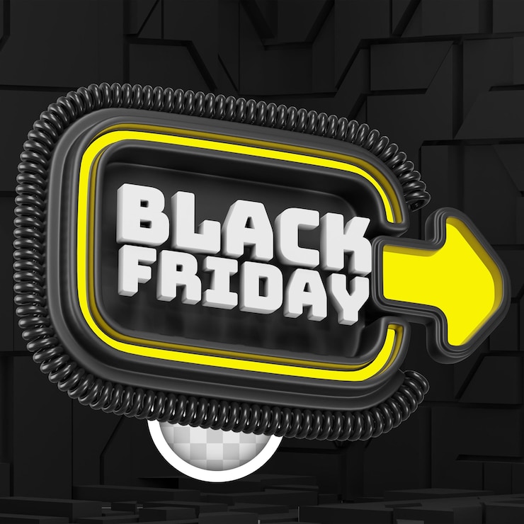 PSD grátis rótulo de black friday com seta apontando