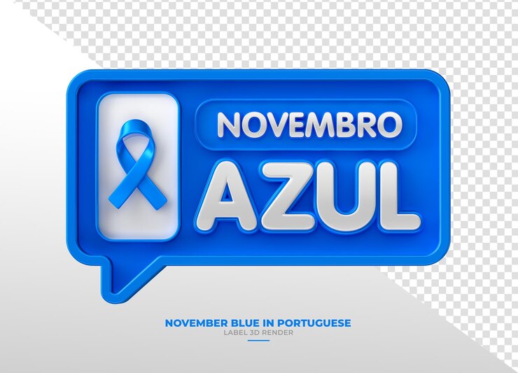 PSD grátis rótulo para blue november em português brasileiro em renderização 3d com fundo transparente