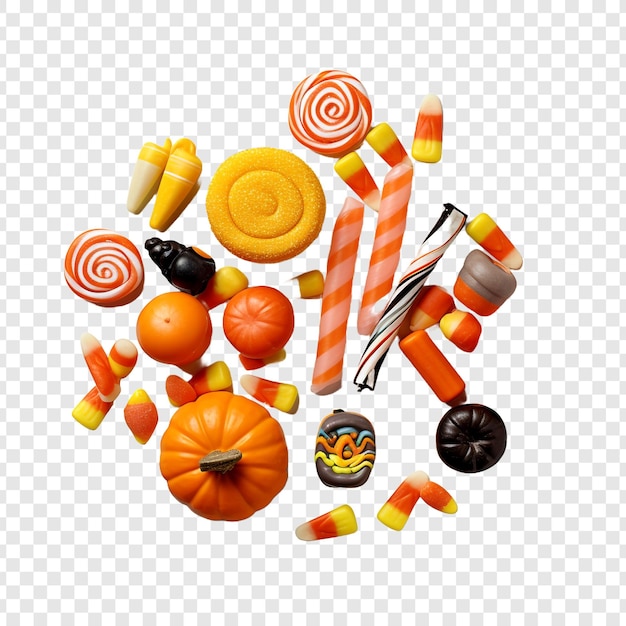 Saborosos doces de halloween png isolados em fundo transparente