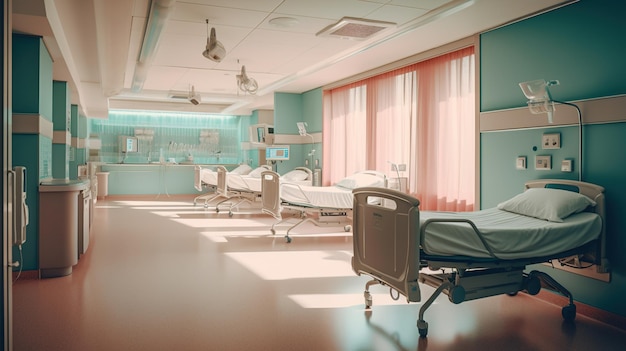 Sala de maternidade no hospital e berços vazios Generative AI