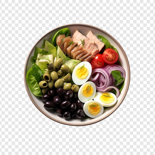 Salada de nicoise isolada sobre um fundo transparente