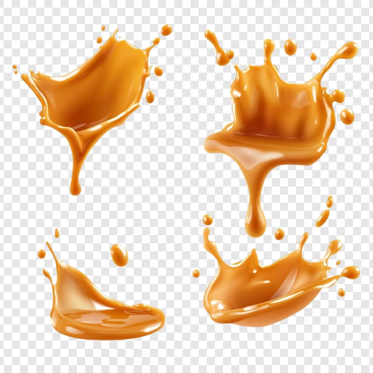 PSD grátis salsa de caramelo salpicos doces dourados deliciosos
