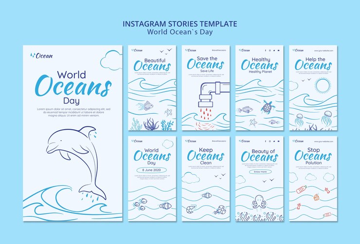 PSD grátis salve o mundo subaquático instagram stories